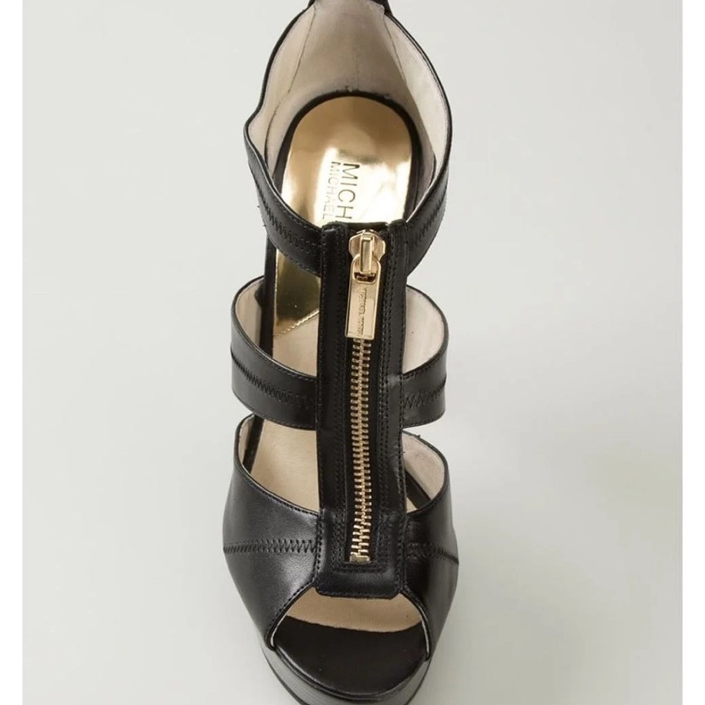 Black Michael Kors Heel Sandals- with Zipper detail